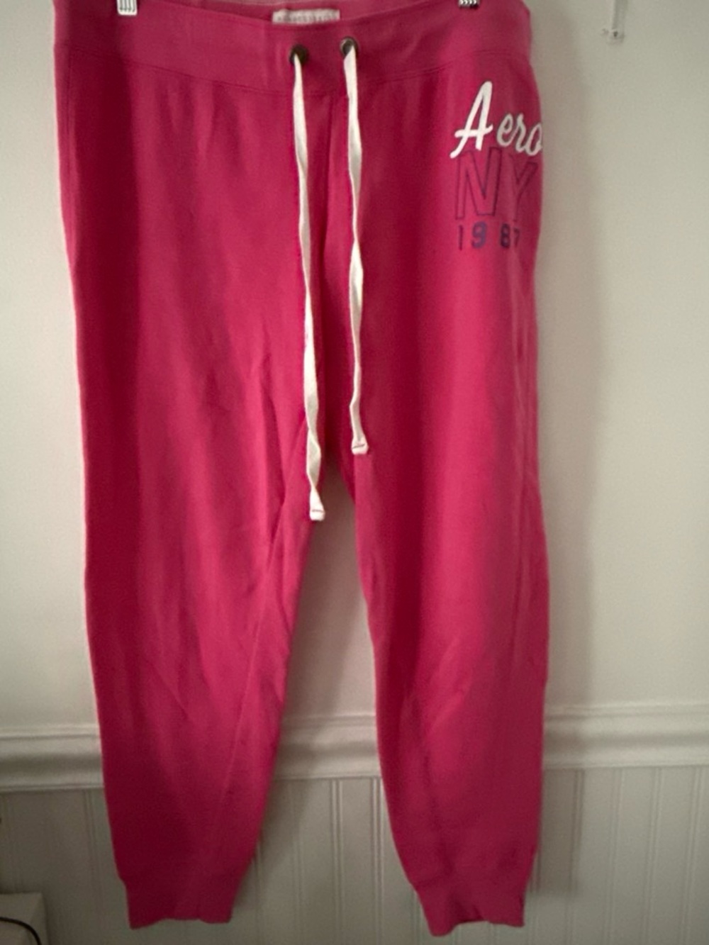 Aeropostale Girls' Hot Pink Sweatpants with White Drawstring